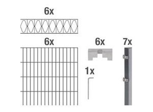 4004338668105 - Alberts Doppelstabmatten-Grundset Eleganz 200 x 100 cm 12 m anthrazit