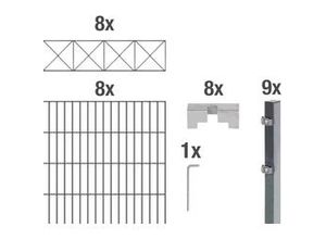 4004338668242 - Alberts Doppelstabmatten-Grundset Nexus 200 x 100 cm 16 m anthrazit