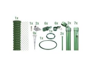 4004338697907 - Alberts Komplettset Maschendrahtzaun 15 m 175 cm grün Einschlag-Bodenhülse