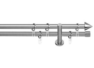 4004339357022 - Gardinenstange INDEKO Brig Gardinenstangen Gr L 160 cm Ø 20 mm 2 läufig silberfarben (edelstahlfarben) Kinder Gardinenstangen für Komplett-Set inkl Ringen und Montagematerial