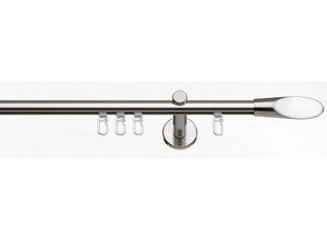 4004339377587 - Gardinenstange INDEKO Evian Gr 2 silber (edelstahlfarben) Gardinenstangen Kinder L 160cm Ø 16mm 1 läufig Aluminium Metall Innenlauf Komplett-Set inkl Gleitern und Montagematerial L160cm