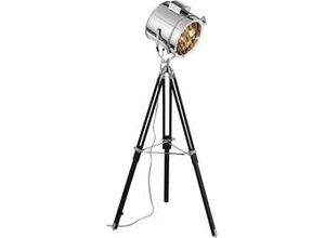 4004353191206 - Lampe Cine Standleuchte dreibeinig schwarz chrom 1x A60 E27 60W gf Normallampen n ent Mit Fußschalter Kopf schwenkbar - schwarz - Brilliant