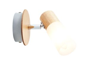 4004353261800 - Lampe Babsan Wandspot holz hell weiß 1x C35 E14 35W geeignet für Kerzenlampen (nicht enthalten) Kopf schwenkbar - braun - Brilliant