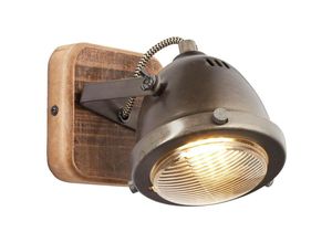 4004353310638 - Lampe Carmen Wood Wandspot burned steel holz 1x PAR51 GU10 5W geeignet für Reflektorlampen (nicht enthalten) Kopf schwenkbar - braun - Brilliant