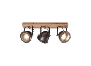 4004353310652 - BRILLIANT Lampe Carmen Wood Spotbalken 3flg burned steel holz 3x PAR51 GU10 5W geeignet für Reflektorlampen (nicht enthalten) Köpfe schwenkbar