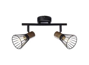 4004353326530 - BRILLIANT Lampe Manama Spotrohr 2flg holz dunkel schwarz matt 2x D45 E14 18W geeignet für Tropfenlampen (nicht enthalten) Köpfe schwenkbar