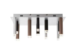4004353342332 - Lampe Cembalo led Deckenleuchte eckig 12flg braun Kaffee 12x 4W led integriert 306lm 3000K In 3 Stufen über Wandschalter dimmbar Energiesparend und