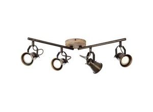 4004353354977 - BRILLIANT Lampe Seed Spotrohr 4flg schwarz stahl holz hell 4x PAR51 GU10 5W geeignet für Reflektorlampen (nicht enthalten) Köpfe schwenkbar   Arme drehbar