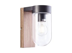 4004353367250 - BRILLIANT Lampe Cabar Außenwandleuchte holz dunkel schwarz 1x A60 E27 40W geeignet für Normallampen (nicht enthalten) IP-Schutzart 44 - spritzwassergeschützt