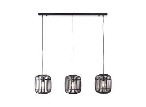 4004353377082 - Lampe Woodrow Pendelleuchte 3-flammig holz dunkel schwarz Metall Bambus 3x A60 E27 60WNormallampen (nicht enthalten) - schwarz - Brilliant