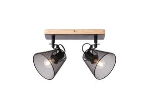 4004353378751 - Lampe Whole Spotbalken 2flg schwarz holzfarbend Metall Holz 2x D45 E14 40WTropfenlampen (nicht enthalten) - schwarz - Brilliant 4004353378751 - Lampe Whole Spotbalken 2flg schwarz holzfarbend Metall Holz 2x D45 E14 40WTropfenlampen (nicht enthalten) - schwarz - Brilliant