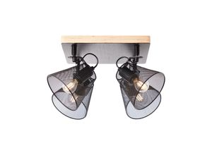 4004353378775 - Lampe Whole Spotplatte 4flg schwarz holzfarbend Metall Holz 4x D45 E14 40WTropfenlampen (nicht enthalten) - schwarz - Brilliant