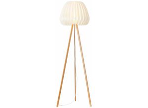 4004353379017 - Lampe Inna Standleuchte dreibeinig holz hell weiß Bambus Kunststoff 1x A60 E27 60WNormallampen (nicht enthalten) - weiß - Brilliant