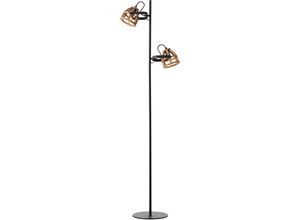 4004353390210 - Lampe Calley Standleuchte 2flg holz dunkel schwarz Metall Kunststoff schwarz 2x D45 E14 40 w - schwarz - Brilliant