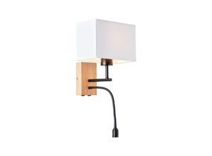 4004353393655 - BRILLIANT Lampe Rayan LED Wandleuchte mit Lesearm eiche geölt weiß 1x A60 E27 25W geeignet für Normallampen Holz aus nachhaltiger Waldwirtschaft (FSC)