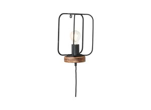 4004353395307 - Lampe Tosh Wandleuchte mit Zuleitung antik holz schwarz korund 1x A60 E27 40W Holz aus nachhaltiger Waldwirtschaft (fsc) - braun - Brilliant