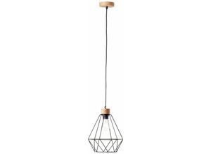 4004353396465 - Lampe Drewno Pendelleuchte 25cm schwarz holzfarbend 1x A60 E27 25W Holz aus nachhaltiger Waldwirtschaft (fsc) - braun - Brilliant