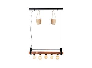 4004353396588 - Lampe Bankwood Pendelleuchte 5flg schwarz holzfarbend 5x A60 E27 28W Holz aus nachhaltiger Waldwirtschaft (fsc) - braun - Brilliant