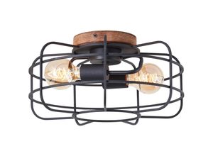 4004353408410 - Lampe Gwen Deckenleuchte 40cm antik holz schwarz korund Metall Bambus braun 2x A60 E27 40 w - braun - Brilliant