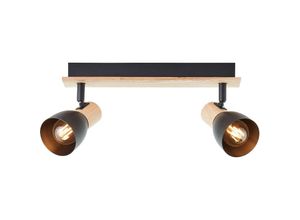 4004353408670 - Lampe Daintree Spotbalken 2-flammig holz schwarz Aluminium braun 2x D45 E14 28 w - braun - Brilliant