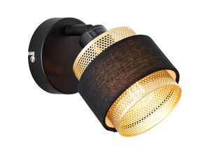 4004353424106 - Lampe Grove Wandspot schwarz gold Metall Holz schwarz 1x D45 E14 28 w - schwarz - Brilliant