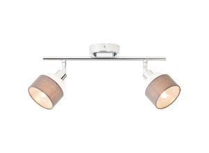 4004353424175 - Lampe Naples Spotrohr 2flg chrom grau weiß Metall grau 2x D45 E14 28 W - grau