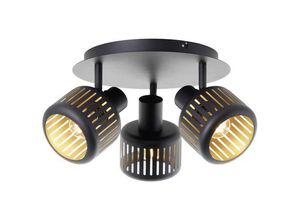 4004353424342 - Lampe Tyas Spotrondell 3flg schwarz gold Kunststoff Metall schwarz 3x D45 E14 28 w - schwarz - Brilliant