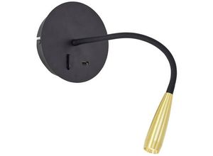 4004353425837 - Lampe Jutta led Wandspot mit Flexarm und Schalter sand schwarz matt gold usb Metall Kunststoff schwarz 28 w led integriert - schwarz - Brilliant