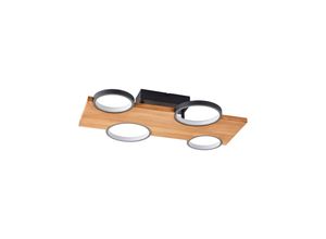 4004353429637 - Lampe Cheesy LED Deckenleuchte 55x35cm matt schwarz holz Metall Holz braun 28 W LED integriert - braun