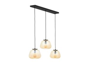 4004353430091 - Lampe Kaizen Pendelleuchte 3flg amber-bernstein schwarz matt Metall Glas braun 3x A60 E27 40 w - braun - Brilliant