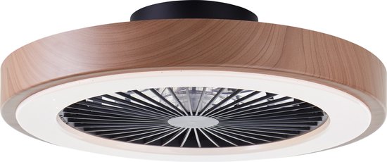 4004353435867 - Slimline - Deckenventilator - Mit Beleuchtung - LED 40W - 3000K-6500K - Dimmbar - Schwarz mit Holzstrukturkante - Sehr leise