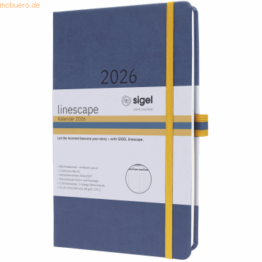 4004360768101 - Wochenkalender Linescape 2026 DE L2606 A5 176 Seiten 53 Wochen 2 Seiten für je 1 Woche FSC®-Papier Kunststoff blau-gelb