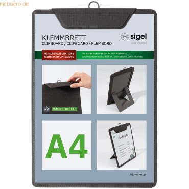 4004360768439 - 5 x Speisekarten-Klemmbrett für DIN A4 Kunststoff anthrazit