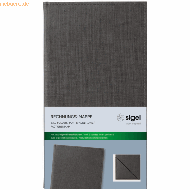 4004360768552 - 5 x Rechnungs-Mappe Kunststoff anthrazit 130x230x10mm