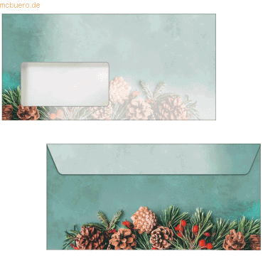 4004360769887 - 50 SIGEL Weihnachtsbriefumschläge Green Christmas DIN lang mit Fenster