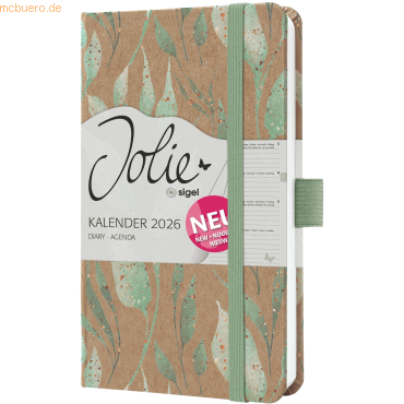 4004360770265 - Buchkalender J6802 braun mintgrün gold 2 Seiten   1 Woche  4004360770265 Sigel