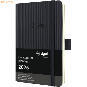 4004360772092 - Buchkalender C2625 schwarz 2 Seiten   links Woche   rechts Notizseite  4004360772092 Sigel