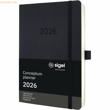 4004360772634 - Tageskalender Conceptum 2026 C2620 A5 400 Seiten 1 Jahr 1 Seite für je 1 Tag PEFC®-Papier Kunststoff schwarz