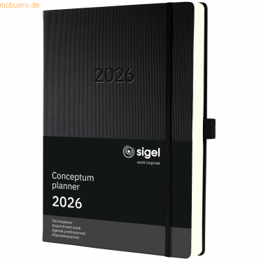 4004360773440 - Terminplaner Conceptum 2026 C2604 A4+ 480 Seiten 1 Jahr 1 Seite für je 1 Tag PEFC®-Papier Kunststoff schwarz