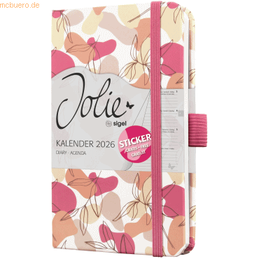 4004360775000 - Wochenkalender Jolie ca A6 Hardcover Spring Linear Leaves 2026