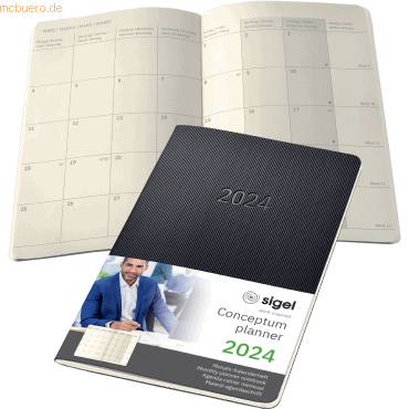 4004360789779 - Taschenkalender C2584 Conceptum schwarz 1 Monat   2 Seiten 135x21cm (A5) 2025 4004360789779 Sigel