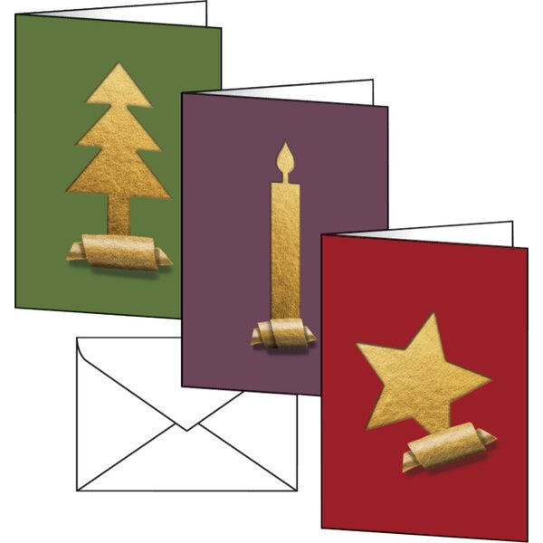 4004360795244 - Weihnachts-Karten-Set inkl Umschläge Cut-out style (gold) Weißkarton 4004360795244 Sigel