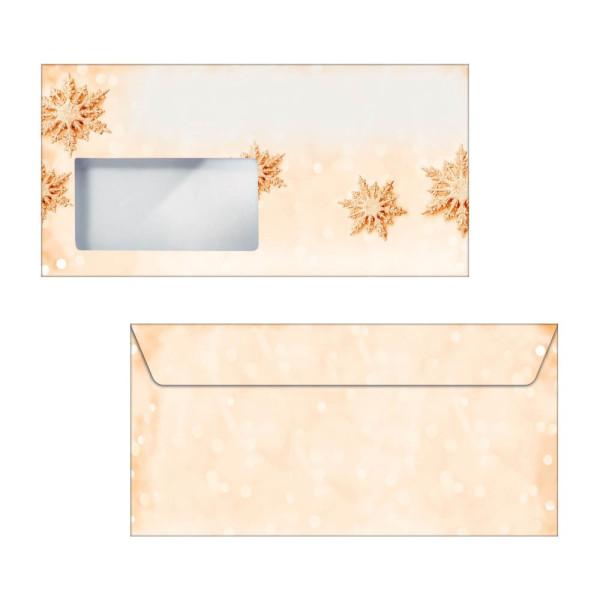 4004360815485 - 50 Weihnachtsbriefumschläge Golden Snowflakes DIN lang mit Fenster 4004360815485 50 Stück