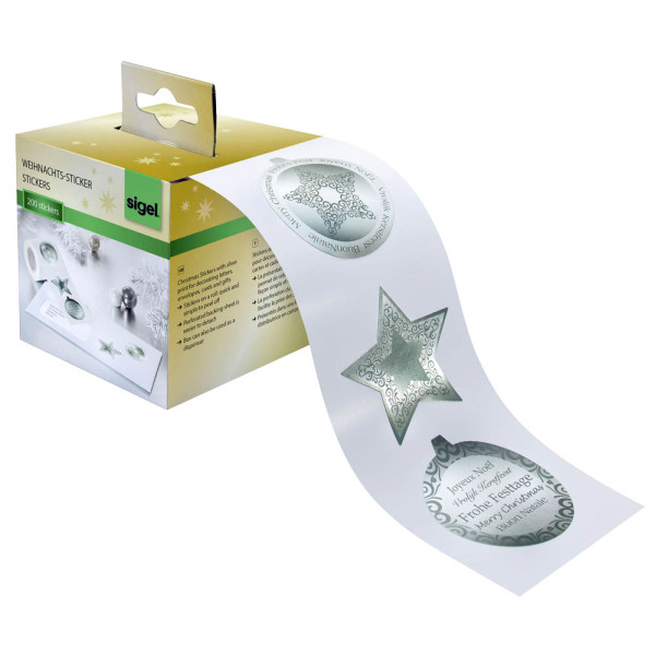 4004360827273 - SIGEL Aufkleber Christmas Wishes CS119 Weihnachtsmotive silber 450 x 500 mm 200 Etiketten 4004360827273 - SIGEL Aufkleber Christmas Wishes CS119 Weihnachtsmotive silber 450 x 500 mm 200 Etiketten