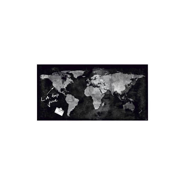 4004360836060 - SIGEL Glas-Magnettafeln Glastaf 91x46cm World-Map 910 x 460 cm Tempered Glas Rückseite Metall Schwarz