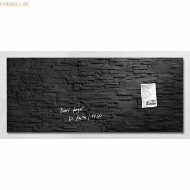 4004360849886 - Glas-Magnetboard artverum GL 249 130x55cm schwarz Design Schiefer Stone 4004360849886 Sigel