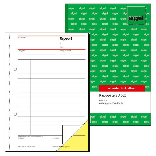 4004360910739 - Rapport Regiebericht A5 hoch selbstdurchschreibend 2x40 Blatt 4004360910739 Sigel