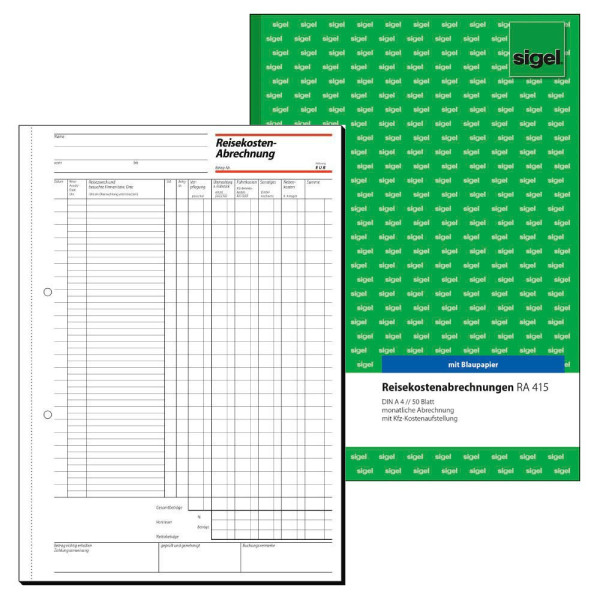 4004360910890 - SIGEL Personalformulare Reisekostenabrechnung monatlich ReisekostenabrA4 monatlich RA415 DIN A4 1x 50 Seiten