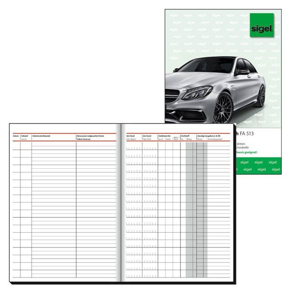 4004360930867 - sigel® Fahrtenbuch für PKW FA513 DIN A5 hoch 32 Blatt mit Klammerheftung