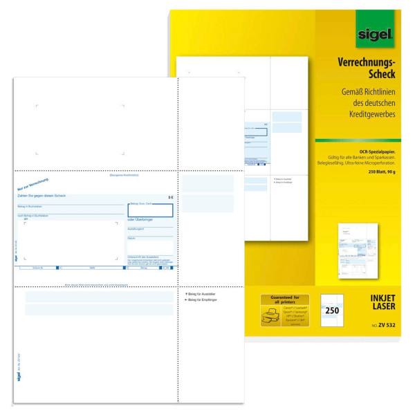 4004360996177 - SIGEL Bankformulare SEPA-Verrechnungsscheck SEPA-Verrechnungs-Scheck A4 ZV532 DIN A4 250 Seiten